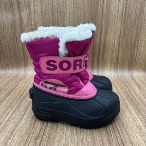 Sorel Commander Boots Toddler Girls 9 Pink Fleece Lined Winter Snow Waterproof